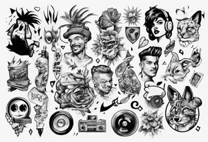 90s Nick tunes collage tattoo idea