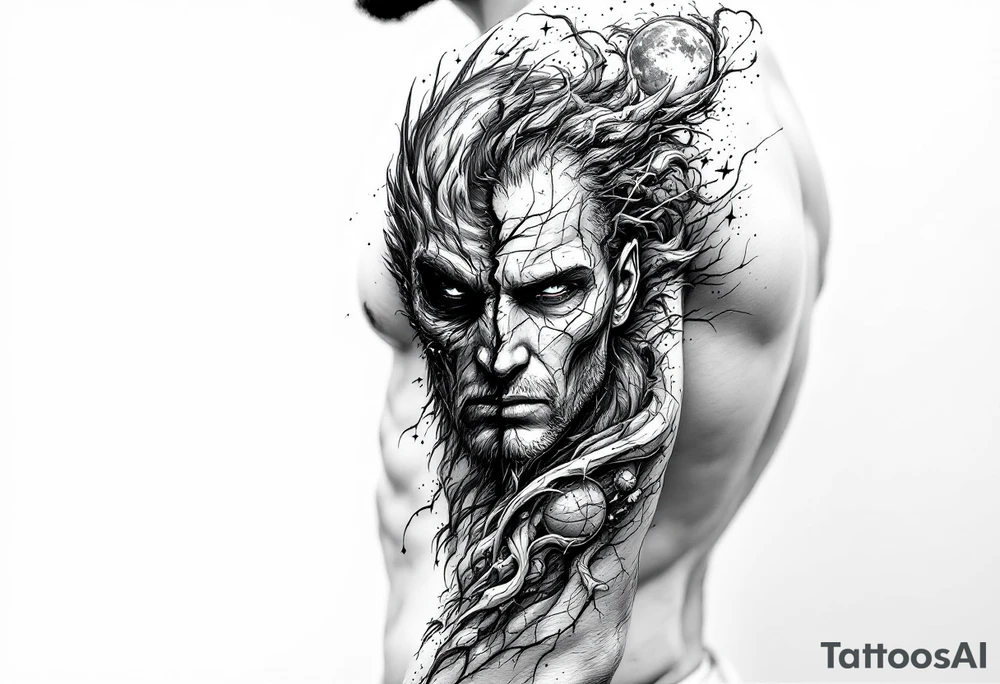 2 different worlds on each side of a black hold tattoo idea 2 different worlds on each side of a black hold tattoo idea