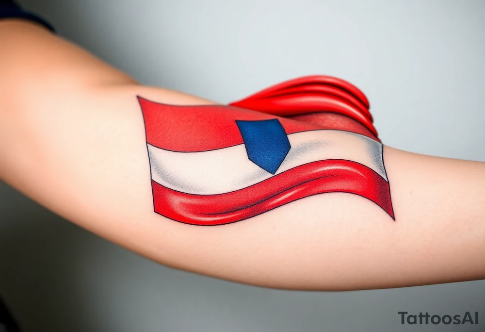 A waving Czech flag with realistic fabric texture, its red, white, and blue colors appearing vibrant and dynamic. tattoo idea