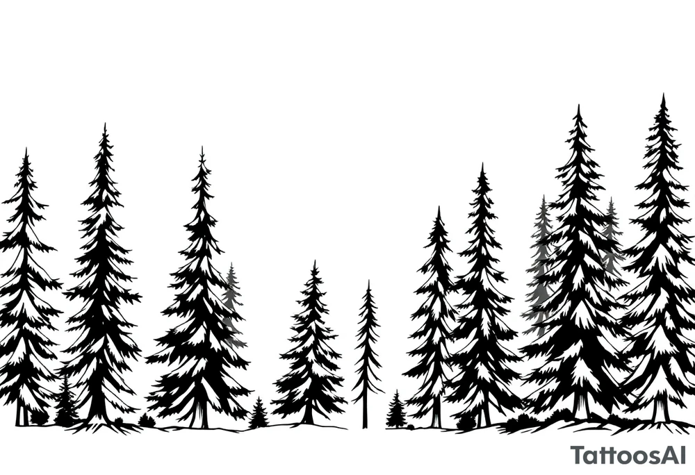 Coniferous forest the trees are black and gray tattoo idea Coniferous forest the trees are black and gray tattoo idea