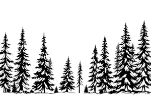 Coniferous forest the trees are black and gray tattoo idea