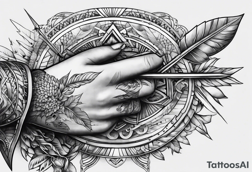 human hand punctured by an arrow tattoo idea
