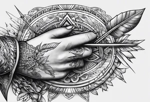 human hand punctured by an arrow tattoo idea