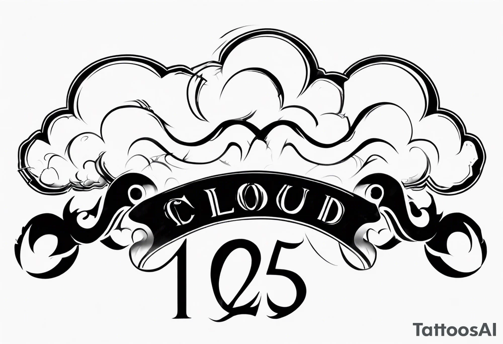 a cloud with the date 12.08.05 tattoo idea