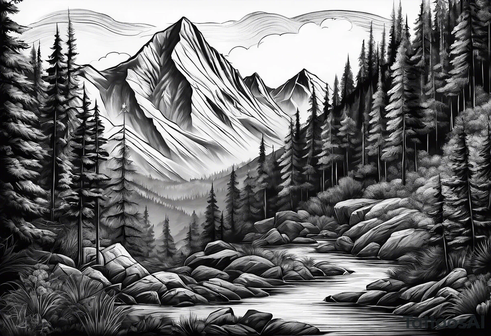 mountains explore adventure tattoo idea
