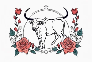 Taurus constellation with stars and roses fine lines tattoo idea