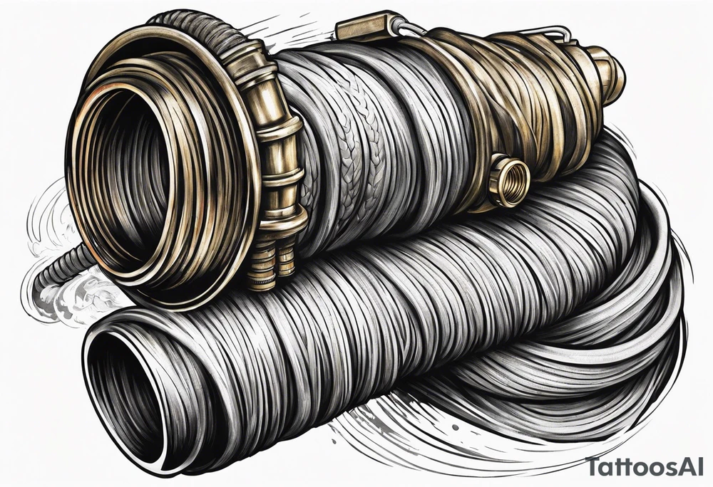 Firefighting hose with nozzle tattoo idea