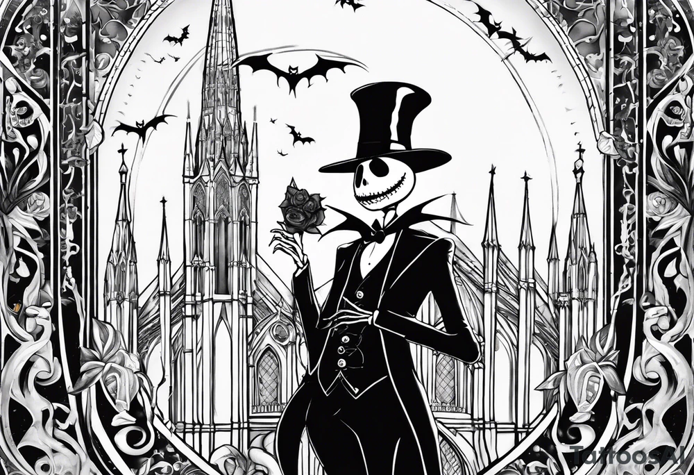 Jack Skellington with duomo milano tattoo idea Jack Skellington with duomo milano tattoo idea