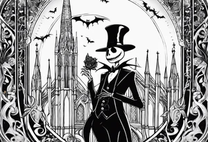 Jack Skellington with duomo milano tattoo idea