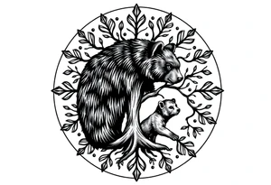 Tree of life circle adult bear and cub tattoo idea