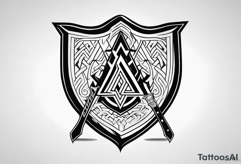 Valhalla valknut shield axe sword tattoo idea