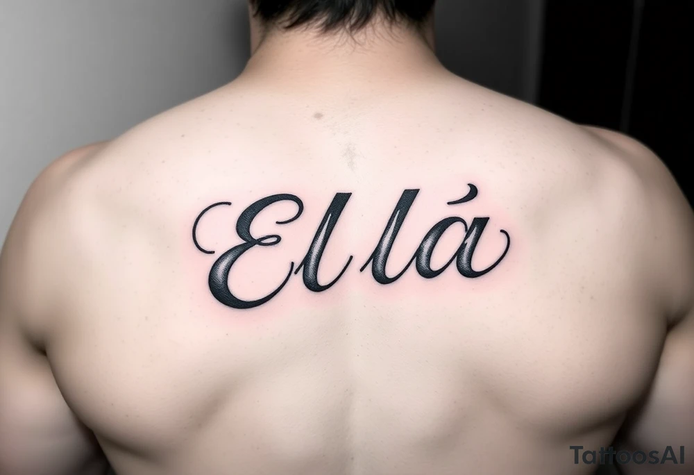 Ella name tattooed with hockey theme tattoo idea