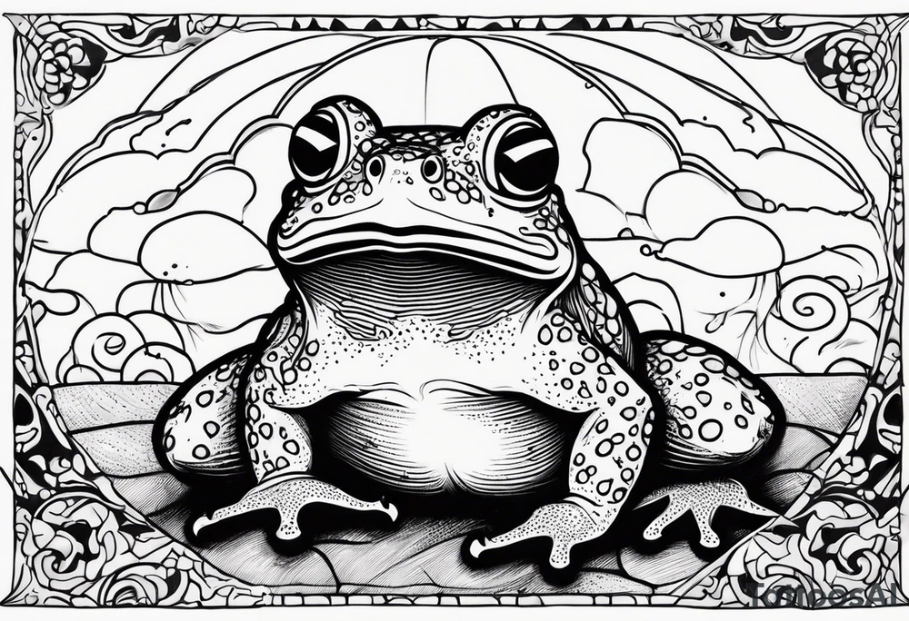 A toad in a thunderstorm tattoo idea