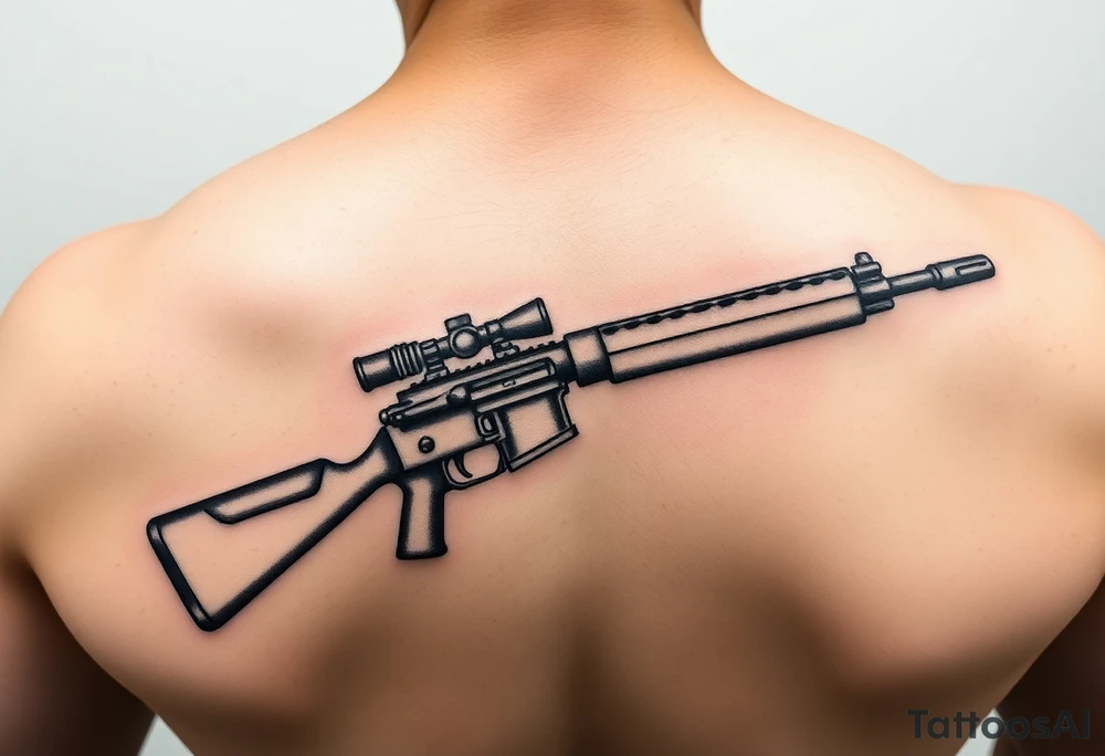 Rifle with the last name ochoa inside of it tattoo idea