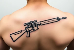 Rifle with the last name ochoa inside of it tattoo idea