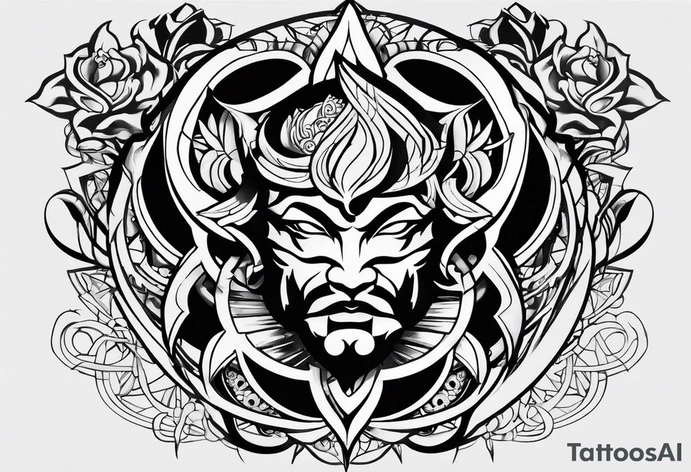 a incubus insignia tattoo. the tattoo needs to have a heart in the center. i want the whole tattoo to look sharp and sharp. tattoo idea