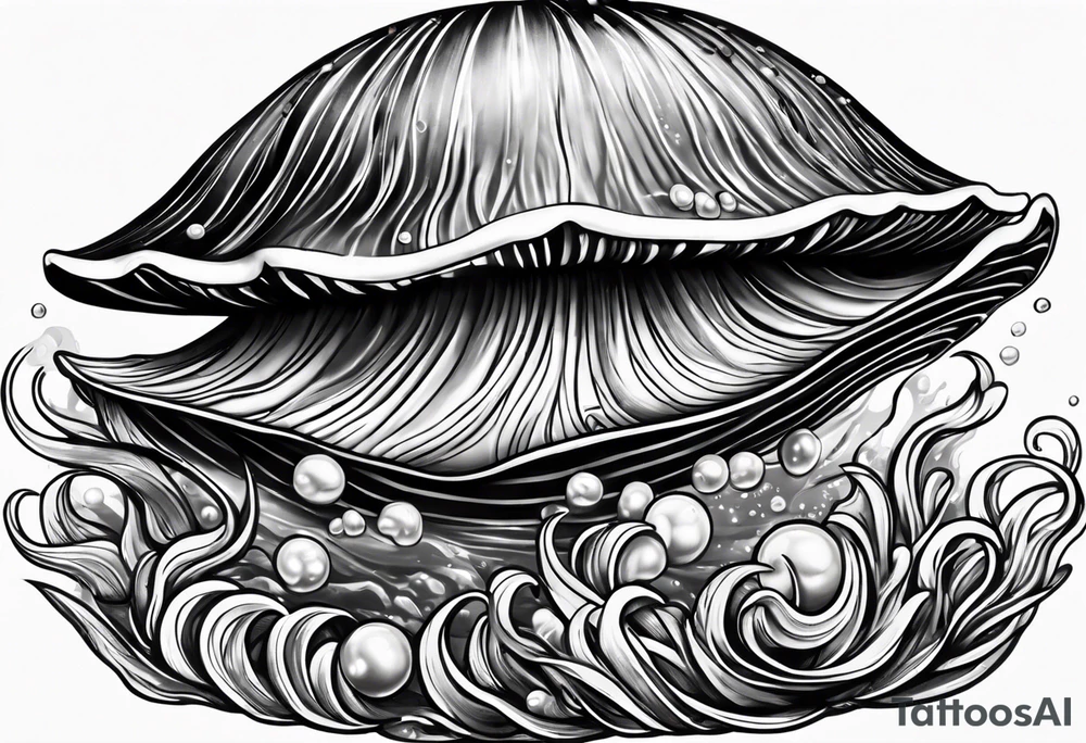 clam open with a pearl inside underwater tattoo idea