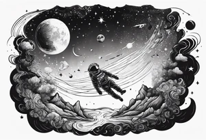 Man falling from space to earth tattoo idea