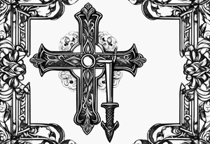 I want a cross with a pearcing sword through a broken heatt tattoo idea