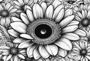 A minimalist Wishing well adorned with a daisy tattoo idea