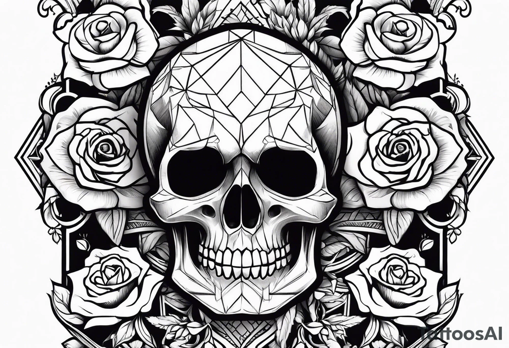 skull and roses tattoo idea