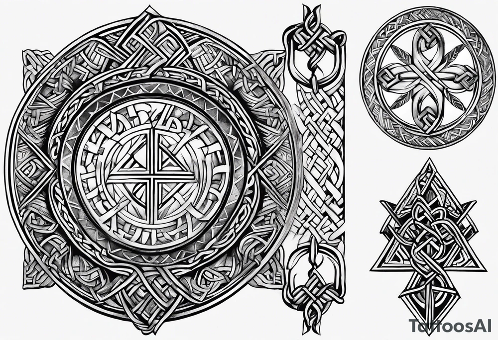 viking runes and knots tattoo idea