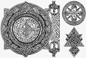 viking runes and knots tattoo idea