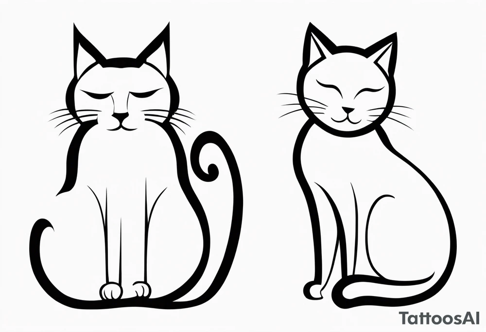 Two cat silhouettes. One gray and one fully black tattoo idea
