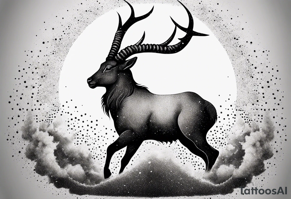 exploding capricorn tattoo idea