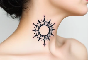 celestial sun and moon embrace with constellation patterns tattoo idea