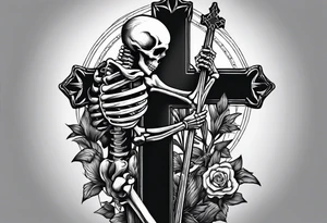 skeleton carrying a cross tattoo idea