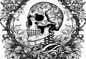 Full Skeleton wrapped in vines tattoo idea