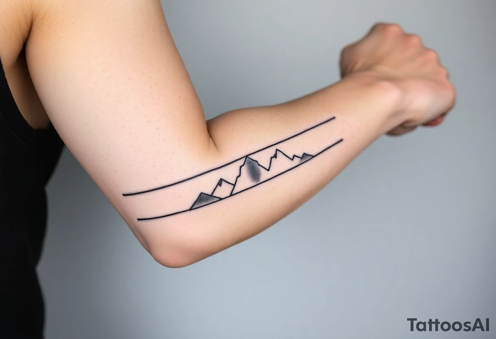 3 lines around the arm.
Each line represents my willingness to explore new places, learn new things and meet new people. tattoo idea