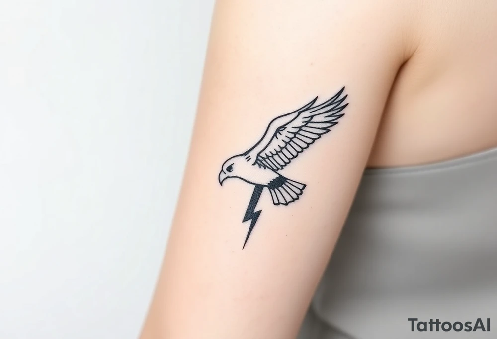 Eagle flying through lightning tattoo idea