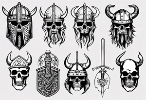 Skeleton with a viking helmet tattoo idea