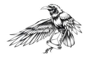 a raven and a hourglass. tattoo idea