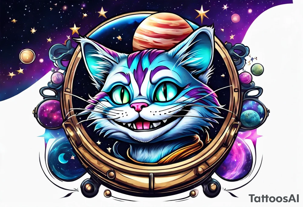 Cheshire cat in space tattoo idea
