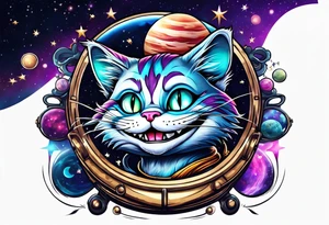 Cheshire cat in space tattoo idea