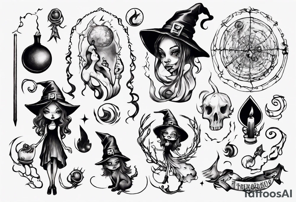 a witch launched fireball tattoo idea