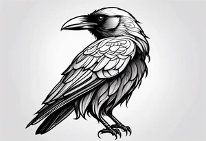 outline of a tall Raven tattoo idea