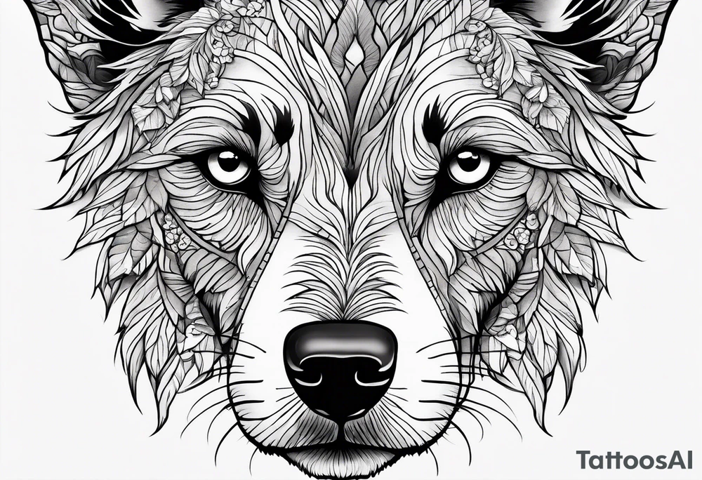 bark with foliage tattoo idea