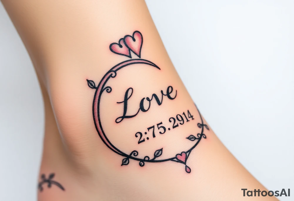wedding rings tattoo with love and wedding date tattoo idea
