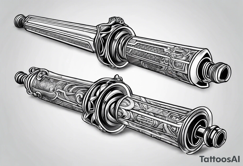 futuristic light saber hilts crossing tattoo idea