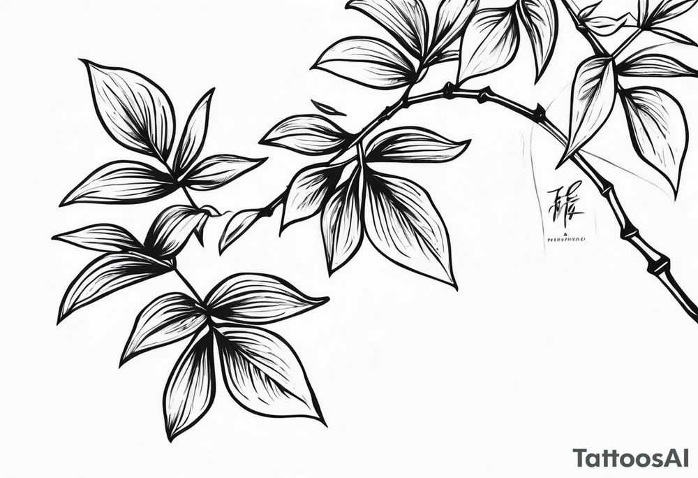 bamboo branch, monsteria leaf, bouganvillea tattoo idea bamboo branch, monsteria leaf, bouganvillea tattoo idea