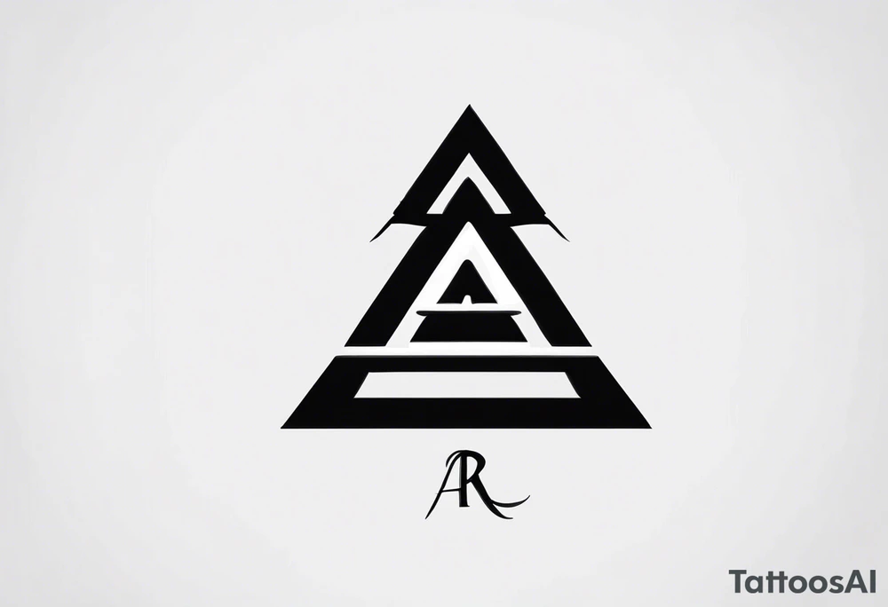 the letters A R in the middle of a ninja headband tattoo idea