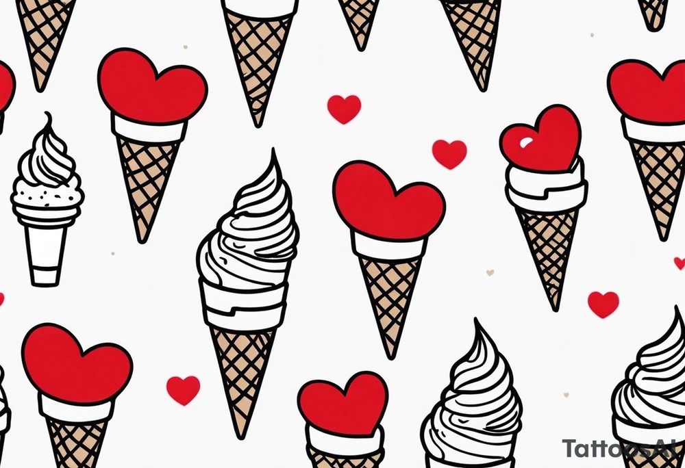 small ice cream cone with small red heart on it somewhere while representing Paris tattoo idea small ice cream cone with small red heart on it somewhere while representing Paris tattoo idea