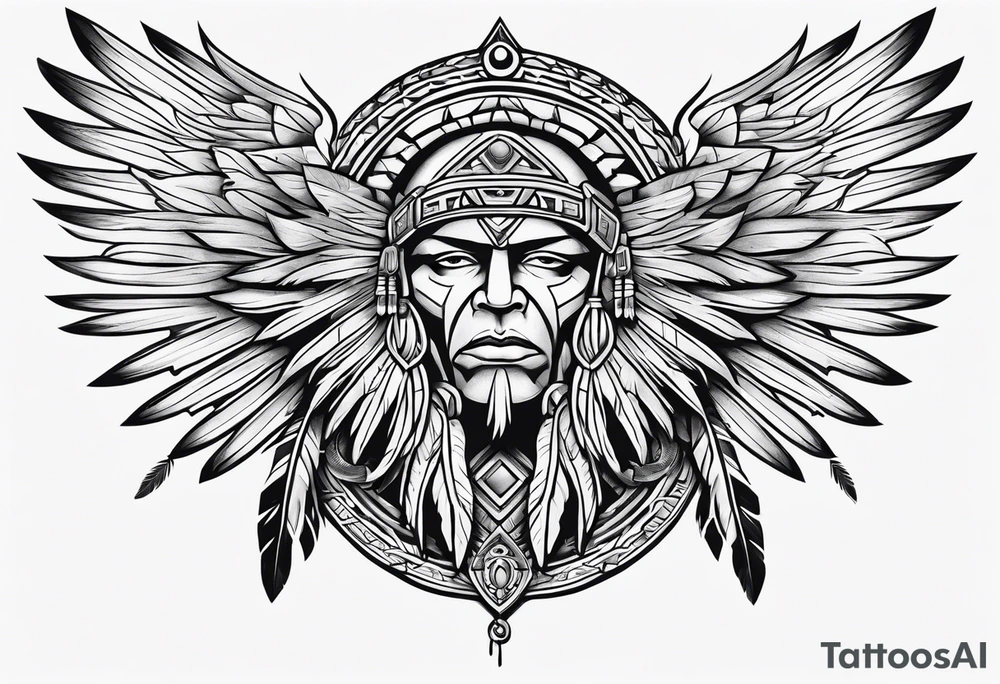 Native American, Irish, German, crest style, powerful, shoulder tattoo idea