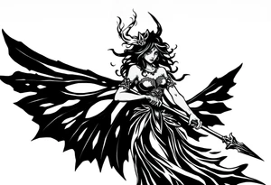 Dark fairy with weapon tattoo idea