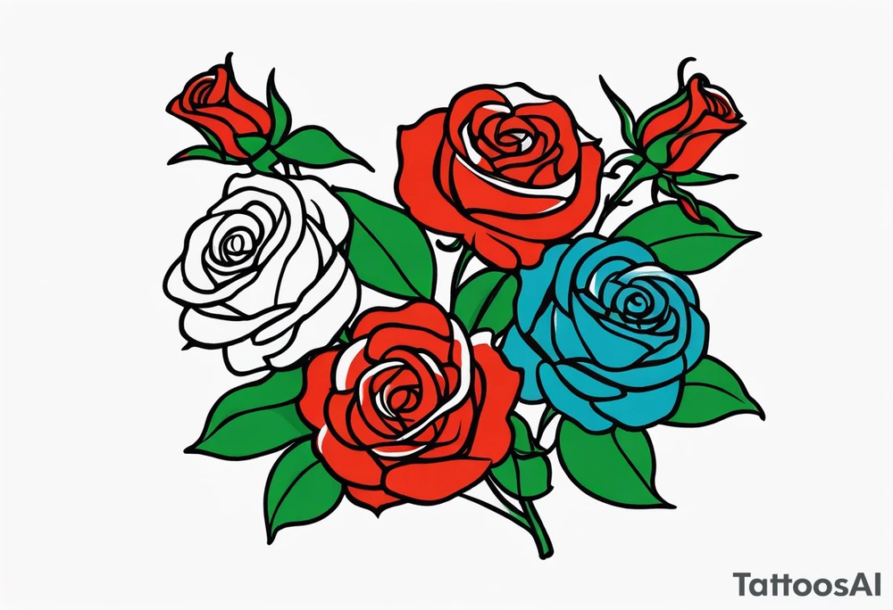 Four roses with a banner tattoo idea