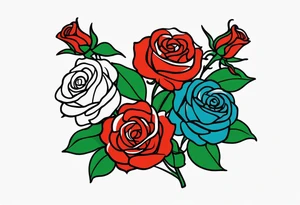 Four roses with a banner tattoo idea
